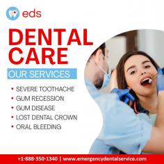 Dental Care | Emergency Dental Service

At Emergency Dental Service, we offer quick and effective dental care to help you with severe toothaches, gum recession, gum disease, lost dental crowns, and oral bleeding. We recognize that dental emergencies can be painful and stressful, so we prioritize your comfort and safety. Don't suffer from dental discomfort contact us today for quick and professional emergency dental care. Schedule an appointment at 1-888-350-1340.