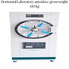 Labtron horizontal laboratory autoclave 430 kg has a sterilization temperature of up to 134 °C and a sterilization pressure of up to 0.22 MPa, with a time range of 0–99 minutes. It features automatic power and water cut-off with an alarming indicator, an automated drying function, and a self-inflating leak-proof chamber. 