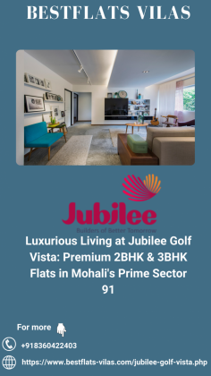 Are you looking to buy jubilee golf vista flats Mohali? Jubilee Golf Vista is a prestigious new residential project located in the prime area of Sector 91, Mohali. Offering a range of premium 3BHK and 2BHK flats, it is the perfect option for those seeking a luxurious and comfortable living experience.