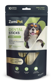 "ZamiPet Dental Sticks with Joint Care are delicious dog treats formulated to support overall oral health with the added benefits of Glucosamine and Rosehip for healthy joints. These unique four-clover-shaped sticks provide gentle abrasion during chewing and help clean tartar and plaque buildup whereas its unique formulation freshens breath, promotes healthy gums, and prevents periodontal diseases in dogs.

For More information visit: www.vetsupply.com.au
Place order directly on call: 1300838787"