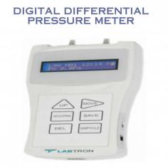Labtron Digital Differential Pressure Meter is a handheld unit measuring differential pressure from 0-125 Pa with ±0.2 Pa accuracy. It operates at 0–50 °C temperature, features battery power indication, optional external printer connectivity, and a rechargeable battery.