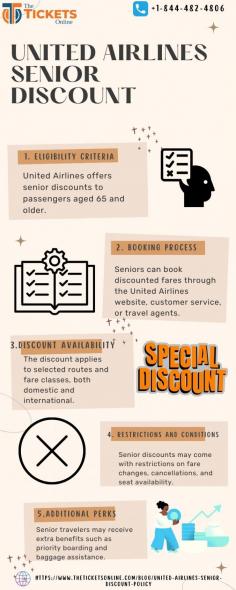 United Airlines provides reasonably priced travel alternatives for seniors 65 years of age and above by offering discounts on a few flights.