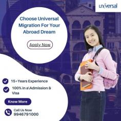 Universal Migration is a premier consultancy firm specializing in overseas education. Our dedicated team of experts provides personalized guidance to students aspiring to study abroad. We assist with every step of the journey, from selecting the right course and university to navigating the application process, securing scholarships, and ensuring compliance with visa requirements. Our extensive network of partner institutions and our deep understanding of the educational landscape enable us to offer tailored solutions that align with each student’s academic and career goals. At Universal Migration, we are committed to empowering students to achieve their dreams of international education and global success.