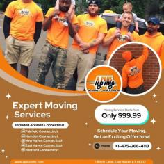 "A+ Moving LLC offers expert residential and commercial moving services across Connecticut. With a commitment to excellence, we provide stress-free, reliable moving solutions tailored to your needs, whether you're moving locally or long-distance. Our team of professional movers ensures your belongings are safely packed, transported, and delivered on time. Specializing in residential, commercial, and specialty item moving, including pianos and antiques, A+ Moving LLC is dedicated to making your move smooth and hassle-free. Contact us today for a free estimate and experience the A+ difference in moving services."

