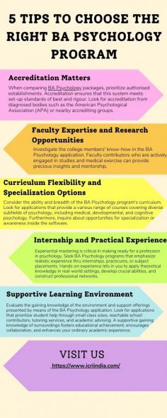 Selecting the right BA Psychology program calls for careful attention of different factors, which include accreditation, college understanding, curriculum flexibility, realistic revel in, and studying environment. By following those 5 pointers, you can make an informed decision that aligns with your educational and career aspirations, setting you on the route to success within the field of psychology. 