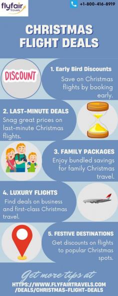Christmas flight tickets make it reasonable to see loved ones or visit festive destinations by providing travelers with discounted fares for the holiday season. These offerings include last-minute savings, family packages, early bird discounts, and luxury travel choices. Christmas flight deals enable you to celebrate the season in style and are ideal for guaranteeing a wonderful and affordable holiday trip.