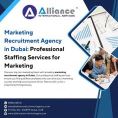 Discover top-tier marketing talent with a leading marketing recruitment agency in Dubai. Our professional staffing services ensure you find qualified candidates who can drive your marketing success and help your business thrive. Partner with us for a streamlined hiring process.