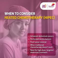 Heated chemotherapy, or HIPEC, involves delivering heated chemotherapy directly into the abdomen after surgery to remove tumors.

This targets remaining cancer cells, enhancing treatment effectiveness and reducing side effects compared to traditional chemotherapy.