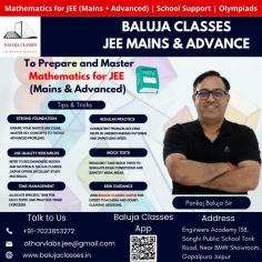 Prepare for JEE Advanced with the expert guidance of Baluja Classes in Jaipur. Our specialized math tutors provide personalized coaching designed to tackle the toughest problems and concepts. With a focus on comprehensive understanding and strategic problem-solving, Baluja Classes ensures you are fully equipped to excel in your JEE Advanced exams. Join us to secure top ranks and achieve your engineering dreams.