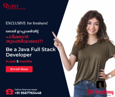 Top-Rated Java Full Stack Development Course in Kochi
Java full stack developer course in Trivandrum. Expert-led training, hands-on projects, and 100% placement support. Join now!