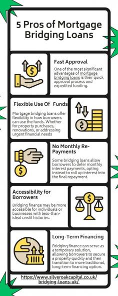 Mortgage bridging loans offer a range of benefits, including rapid access to funds, flexibility in loan use, and accessibility for borrowers with credit challenges.