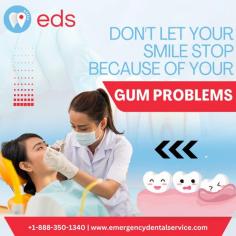 Gum Problems | Emergency Dental Service

Are you experiencing gum problems that are affecting your smile?  Don't let it stop you from feeling confident! Emergency Dental Service provides easy-to-use methods to maintain the health of your gums. Say goodbye to gum problems and hello to a more vibrant, healthier smile. Schedule an appointment at 1-888-350-1340.