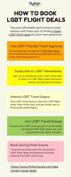 Unlock exclusive deals and savings on LGBT flight deals with our specialized booking platform. By partnering with airlines that prioritize inclusivity and diversity, we ensure that you can travel with peace of mind and support businesses that align with your values. Book your next flight with us and fly towards a more inclusive world.