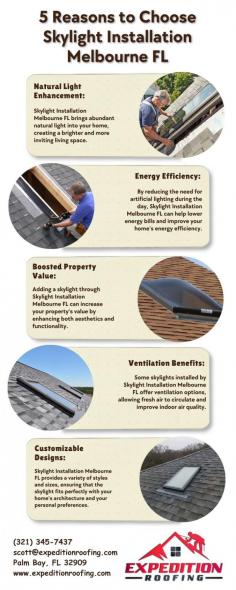 Expedition Roofing offers professional skylight installation Melbourne FL. Transform your living space with natural light and superior craftsmanship. To avail our services contact us today at +1 (321) 345-7437.
https://expeditionroofing.com/skylight-installation-contractor-melbourne-fl/