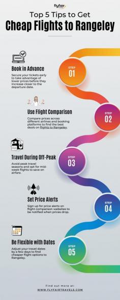 Discover the top 5 tips to score the best deals on flights to Rangeley! From booking in advance to being flexible with your travel dates, this infographic provides essential advice to help you save money on your next trip to this beautiful destination.