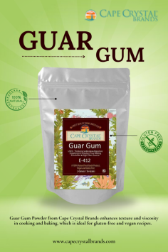 Try our Guar Gum, the perfect thickening agent for gluten-free baked goods. Enhance your baking with this natural, versatile, and effective ingredient.