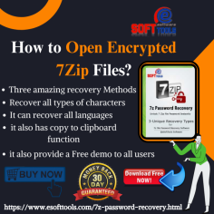 Do you also want to open an encrypted 7Zip file then you can use eSoftTools 7Z Password Recovery software which helps recover your password. This software also provides three best methods Brute Force Attack, Mask Attack, and Dictionary Attack. With this, you can open the password in all types of characters. It also supports recovering all types of 7Zip files. You can recover your password by using its free demo.

Visit More:- https://www.esofttools.com/7z-password-recovery.html