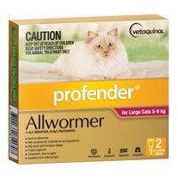 Profender for cats is a topical treatment for mixed parasitic infections caused by roundworms, lungworms, hookworms, and tapeworms. A single application is enough for killing and preventing infestations from various kinds of intestinal worms. It is the first ever spot-on treatment formulated for killing, controlling and preventing intestinal worms in cats. Get Wormer for Dogs and Cats at lowest price online in Australia at VetSupply