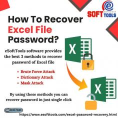 There is a very simple way to recover Excel File Password from all types of MS Excel versions. You can recover your Excel password with any complex protection. eSoftTools Excel Password Recovery Software has brought the best 3 methods for all users.	 
1. Brute Force Attack: - Attempts every possible combination of characters to find the password.	 
2. Dictionary Attack: - Uses a predefined list of possible passwords, often including common words, phrases, or combinations.	
3. Mask Attack: - Useful if you remember part of the password, such as length or specific characters.	
By using these methods, you can recover your password with just a single click.	