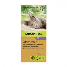 Trust Drontal Wormers for cats as your solution for protection from intestinal worms.Ensure your pet's health with the recommended parasite control solution from DiscountPetCare Australia