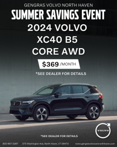 This summer, elevate your drive with the 2024 Volvo XC40 B5 Core AWD, available for $369/month at Gengras Volvo Cars North Haven. Check out our diverse new Volvo inventory, including pure electric vehicles, and take advantage of our new specials and certified inventory.
Contact Us 
Phone: 855-967-2387
Website: https://www.gengrasvolvocarsnorthhaven.com/
Address: 375 Washington Ave North Haven, CT 06473
