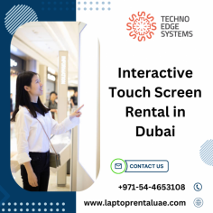 Techno Edge Systems LLC provides Interactive Touch Screen Rental in Dubai. Our touch screens are perfect for dynamic presentations and collaborative discussions. Easy to use and set up. Available across the UAE, our rentals are reliable and affordable. Call us at 054-4653108 or visit us - https://www.laptoprentaluae.com/touch-screen-rental-dubai/