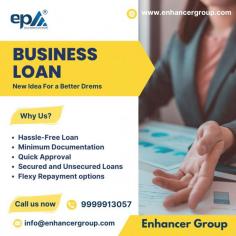 Business loan from Enhancer Group can elevate your enterprise! Secure the capital you need with ease, whether for expansion or unexpected costs, thanks to our competitive rates, flexible terms, and swift approvals. Reach out to us today!
✅Hassle-Free Loan
✅ Minimum Documentation
✅ Flexy Repayment options
Apply now and take your business to new heights!
Contact info@enhancergroup.com or call 099999 13057