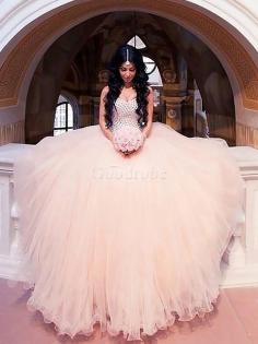 Robe de mariée avec sans manches de col en cœur en tulle de mode de bal avec perle