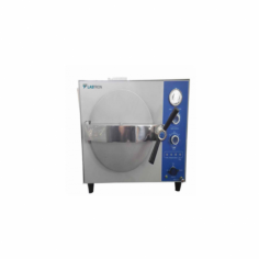 Labtron Table Top Autoclave is a robust, compact, 20 L unit with a temperature range of 105–134 °C and 0.22 MPa of sterilizing pressure. features a safe door lock system, automatic power cut-off, stainless steel baskets, and automatic air discharge.
