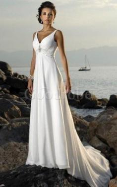 Robe de mariée majestueux avec perle ruché de traîne moyenne col en v foncé