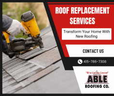 Roof Replacement Solutions for Your Property
 
Our roof replacement services deliver durability and style with expert craftsmanship. We handle every detail from old roof removal to flawless installation ensuring lasting protection for your home.  For more details, mail us at jon@ableroofing.biz.