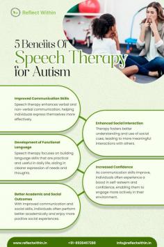 Reflect Within explores the 5 key benefits of speech therapy for autism, including enhanced communication skills, improved social interaction, increased independence, better academic performance, and greater emotional expression. Visit: https://reflectwithin.in/speech-therapy/