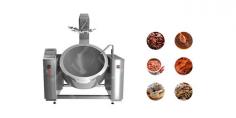 The automatic cooking mixer machine from Huoshi Food Machinery is a liftable round bottom mixing pot designed for versatile cooking applications. This machine is perfect for preparing sauces, pastes, and other culinary creations with its precise temperature control and automated stirring.