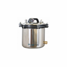 Labtron Portable Autoclave is an 18 L top-loading steam sterilizer, powered by electricity or LPG. It sterilizes at 126°C with a working pressure of 0.14 ~ 0.16 MPa. Featuring overheating and pressure warning indicators, this high-pressure unit ensures safe and effective sterilization.