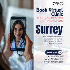 At our virtual clinic in Surrey, getting the healthcare you need has never been easier. You can book a virtual doctor or set up an online consultation with just a few clicks. Need a prescription? Our virtual prescription services are quick and convenient, letting you get your medication without leaving home. Whether you're scheduling a telehealth appointment in BC or seeking telemedicine care, we’ve got you covered. So, get the best and easiest online doctor appointments and prescriptions with our convenient virtual clinic in Surrey. Our virtual doctors are here to provide expert advice and compassionate care whenever you need it. 
For more information Call us at:+1 604-755-4408
Visit our Website: https://123walkin.com/virtual-clinic-in-surrey/