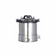 Labtron Portable Autoclave is an 18 L electric-heated steriliser, reaching a temperature of 126°C with a working pressure of 0.14-0.16 MPa and a max safety pressure of 0.165 MPa. It features overheating and pressure warning indicators, ensuring safe, efficient, and reliable sterilisation