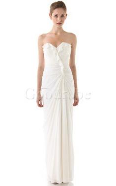 Robe de mariée longue naturel plissage fermeutre eclair avec fronce