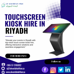 What is Touch Screen Kiosk Hire in KSA? Discover the Benefits
	
Hiring Touch Screen Kiosks in Saudi Arabia provides interactive solutions that boost productivity and engagement for businesses and events. AL Wardah AL Rihan LLC offers premium kiosks customized to meet your requirements. Learn how using contemporary technology can improve your operations and events. For additional details or to make a reservation, call us at +966-57-3186892.

Visit: https://www.alwardahalrihan.sa/it-rentals/touch-screen-kiosks-rental-in-riyadh-saudi-arabia/

#TouchScreenKioskRental
#TouchScreenKioskRentalinRiyadh
#DigitalSignageKioskRental
#DigitalSignageKioskRentalinKSA
#TouchScreenKioskHire

