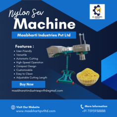 We, Kolkata based Maabharti Industries Pvt Ltd, established in the year 2020, are one of the topmost manufacturers, exporters, importers and suppliers of a wide range of optimum quality Nylon Sev Machine. Designed for commercial use, this machine effortlessly produces delicate and flavorful nylon sev, a popular Indian snack.
https://www.maabhartipvtltd.com