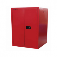 Labtron 227 L Combustible Cabinet offers a dual-walled design with 38 mm insulating air space, 180° fully opening doors with a 3-point latch and manual lock, two adjustable spill retaining shelves, 2-inch vents with flame arresters, and a durable, corrosion-resistant lead-free powder coating.