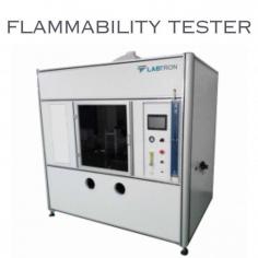 Labtron Flammability Tester is a versatile horizontal and vertical flame chamber with a PLC touch screen control panel. It features adjustable flame angle and height (20-110 mm/min), methane or prepared gas supply, a gas flowmeter, and PID temperature control up to 1000°C, compliant with UL1581-2006 standards.