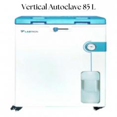 Labtron vertical autoclave with 85 L capacity is designed with an eight-column evenly distributed mechanical interlocking system, a fast-speed microcomputer intelligent control system, and auto-start and preset range of timers. It features a water level sensor, a temperature monitor, and automatic internal discharging exhaust mode with a steam collector bottle. 