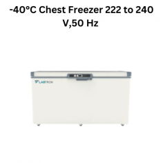 Labtron -40°C Chest Freezer comprised with ultra-low temperature freezer is a 360 L microprocessor controlled unit with a temperature range of -20 to -40°C and direct cooling with manual defrost. It features eco-friendly refrigerant, low maintenance, a digital display, an advanced alarm system, and efficient refrigeration. 