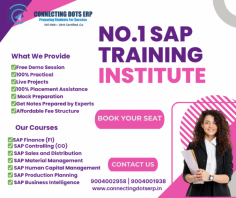 Connecting Dots ERP offers top SAP courses in Mumbai with a strong focus on 100% placement. We provide comprehensive training in various SAP modules, including SAP FICO, SAP MM, and SAP HANA, ensuring that our students gain the skills needed to excel in the industry. Our expert instructors deliver practical, hands-on learning experiences, preparing students to meet the demands of today’s job market. With dedicated placement support, we help our graduates secure positions in leading companies, making us the best choice for SAP training in Mumbai. Join Connecting Dots ERP and take your career to the next level with our industry-aligned SAP courses.