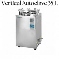 Labtron vertical autoclave 35 L capacity is equipped with dual stainless-steel baskets as a standard accessory, auto-discharge of cool air, and steam discharging automatically after sterilization. It features automatic shutting off with a beep alarm after sterilization, movable casters for easy movement, and is easy to operate, safe, and reliable. 
