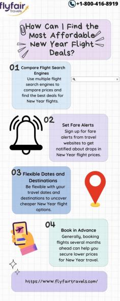 To find the most affordable New Year flight deals, compare prices across multiple flight search engines, set fare alerts, remain flexible with travel dates and destinations, book in advance, and keep an eye on airline promotions.