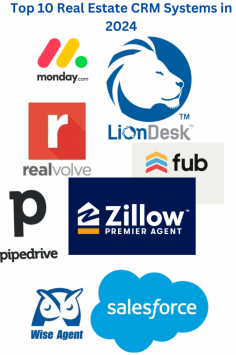 The Top 10 Real Estate CRM Systems in 2024 are:

Monday.com - Customizable workflows and intuitive interface.
LionDesk - Robust communication tools with email and SMS marketing.
Wise Agent - User-friendly interface with comprehensive feature set.
Realvolve - High level of customization and automation.
Pipedrive - Visual sales pipeline and automation features.
Follow Up Boss - Effective lead management and automated follow-ups.
Zillow Premier Agent CRM - Integrated with Zillow’s lead generation services.
Salesforce - Comprehensive suite with customizable tools.
Market Leader - All-in-one solution with lead generation and marketing tools.
Top Producer - Trusted CRM with contact management and marketing tools.
These Real estate CRM systems are essential for optimizing operations and enhancing client relationships in the competitive real estate market.