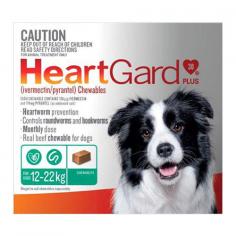 "HeartGard Plus for dogs is a vet-recommended heartworm preventive treatment that also controls and treats various other worm infections. It is effective against immature stages of heartworm that is transmitted through a mosquito. It also treats and controls three species of hookworms and two species of roundworms. This monthly treatment has antiparasitic and anthelmintic properties that work against mixed parasitic infections. 

For More information visit: www.vetsupply.com.au
Place order directly on call: 1300838787"