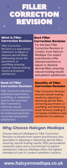 Filler Correction Revision at Halcyon Medispa expertly addresses and corrects issues from previous filler treatments. Using advanced techniques and high-quality products, this procedure refines and adjusts the results, ensuring a natural, balanced appearance. The skilled team provides personalized care to achieve optimal, seamless outcomes with minimal downtime.