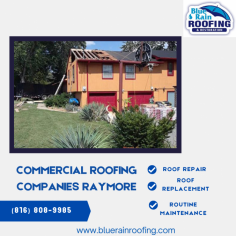 Discover top-tier services from the best commercial roofing companies in Raymore with Blue Rain Roofing & Restoration. Our expert team offers quality installations and reliable repairs to ensure your business is protected. Contact Blue Rain Roofing today for a free consultation and see why we are the leading choice for commercial roofing in Raymore. 
